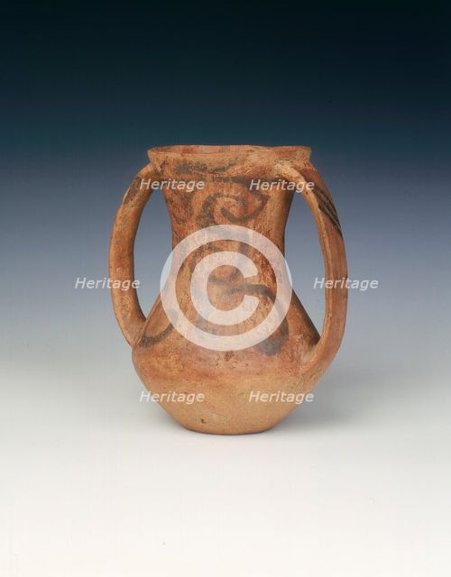 Double handled beaker, late neolithic, Tang Wang culture, China, c2000-1500 BC. Creator: Unknown.