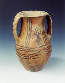 Double-handled beaker with dancing figures, Xindian culture, China, c2000-c1500 BC