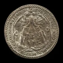 Double-headed Crowned Eagle on the Pillars of Hercules [reverse], 1542. Creator: Ludwig Neufahrer
