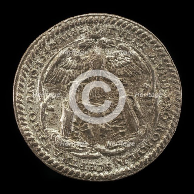 Double-headed Crowned Eagle on the Pillars of Hercules [reverse], 1542. Creator: Ludwig Neufahrer.