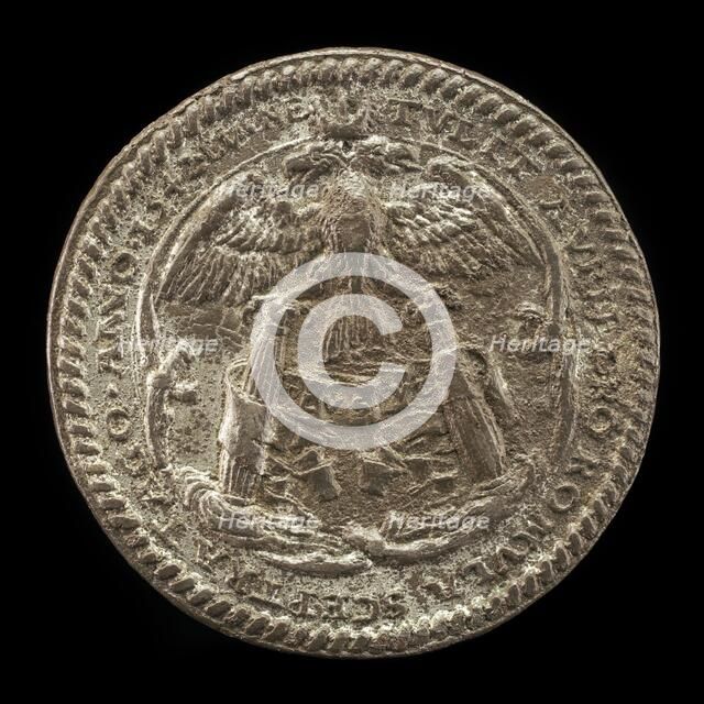 Double-headed Crowned Eagle on the Pillars of Hercules [reverse], 1542. Creator: Ludwig Neufahrer.