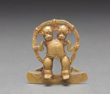 Double-Headed Figure Pendant, c. 700-1550. Creator: Unknown