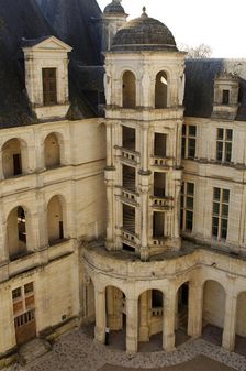 Double-helix staircase, Castle of Chambord, Loire Valley, France, 16th century (2019). Creator: Unknown