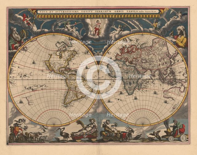 Double hemisphere map of the World, 1662. Artist: Blaeu, Joan (1596-1673)