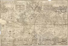 Double hemisphere map of the World, 1707. Artist: Kiprianov, Vasily Anufrievich (1669-after 1723)
