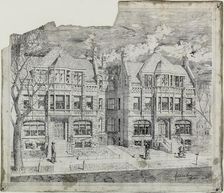Double House for Mr. Straus, Perspective View, 1883. Creators: Adler & Sullivan, Louis Sullivan, Dankmar Adler