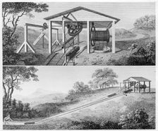 Double inclined plane for moving tub boats from one level to another on a canal, 1796