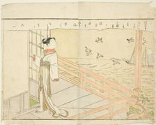 Double-page Illustration from Vol. 2 of "Picture Book of Spring Brocades...", 1771. Creator: Suzuki Harunobu