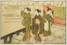 Double-page Illustration from Vol. 2 of "Picture Book of Spring Brocades...", 1771. Creator: Suzuki Harunobu