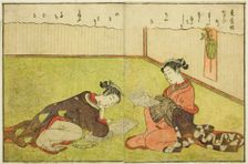 Double-page Illustration from Vol. 2 of "Picture Book of Spring Brocades...", 1771. Creator: Suzuki Harunobu