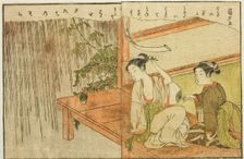 Double-page Illustration from Vol. 2 of "Picture Book of Spring Brocades...", 1771. Creator: Suzuki Harunobu