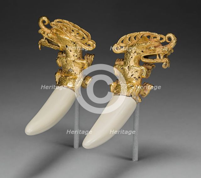 Double Pendant in the Form of a Mythical Saurian with Tusks, A.D. 800/1200. Creator: Unknown.