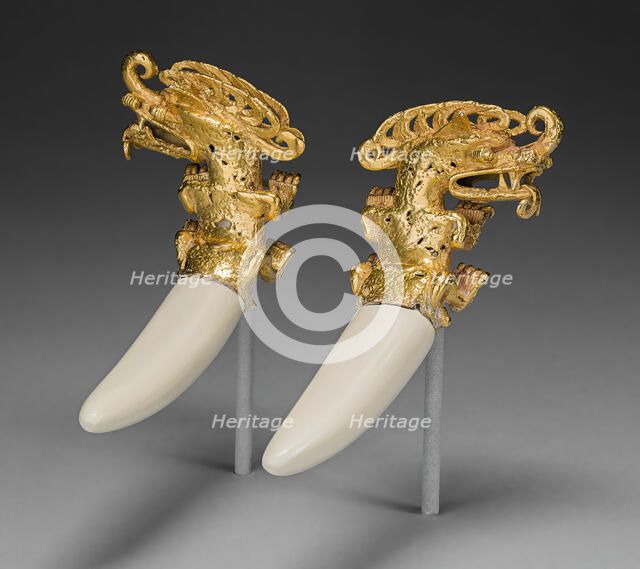 Double Pendant in the Form of a Mythical Saurian with Tusks, A.D. 800/1200. Creator: Unknown.