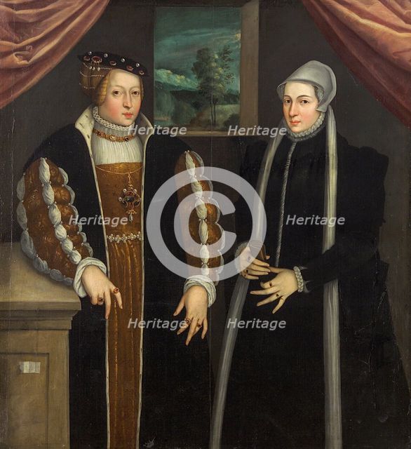 Double-portrait (Marie of Brandenburg-Kulmbach and Christina of Denmark?), c. 1580. Artist: Anonymous  
