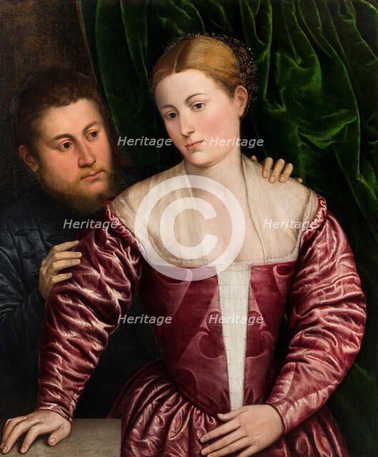 Double Portrait of a Venetian Woman and her Cavalier, c. 1560. Creator: Bordone, Paris (1500-1571).
