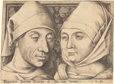 Double Portrait of Israhel van Meckenem and His Wife Ida, c. 1490. Creator: Israhel van Meckenem