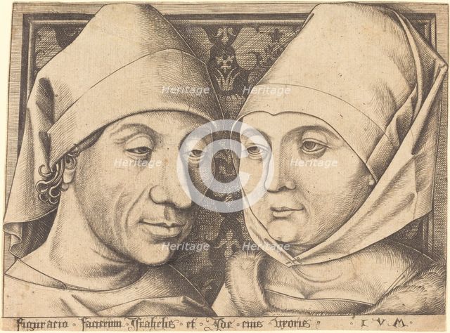 Double Portrait of Israhel van Meckenem and His Wife Ida, c. 1490. Creator: Israhel van Meckenem.