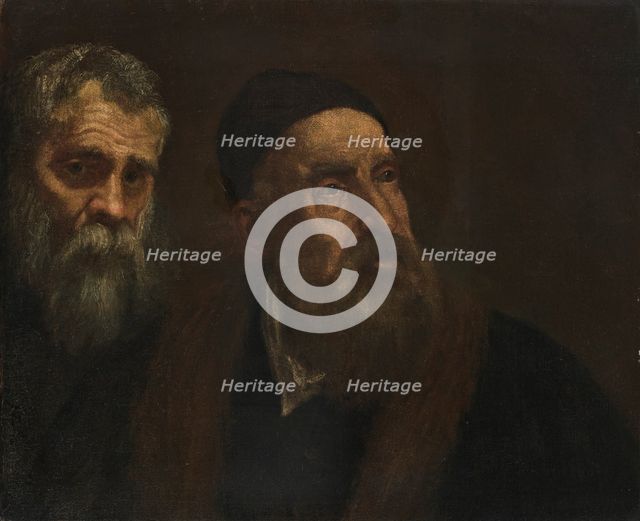 Double portrait of Jacopo Tintoretto (1518-1594) and Titian (1488-1576). Creator: Tintoretto, Domenico (1560-1635).