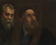 Double portrait of Jacopo Tintoretto (1518-1594) and Titian (1488-1576). Creator: Tintoretto, Domenico (1560-1635)