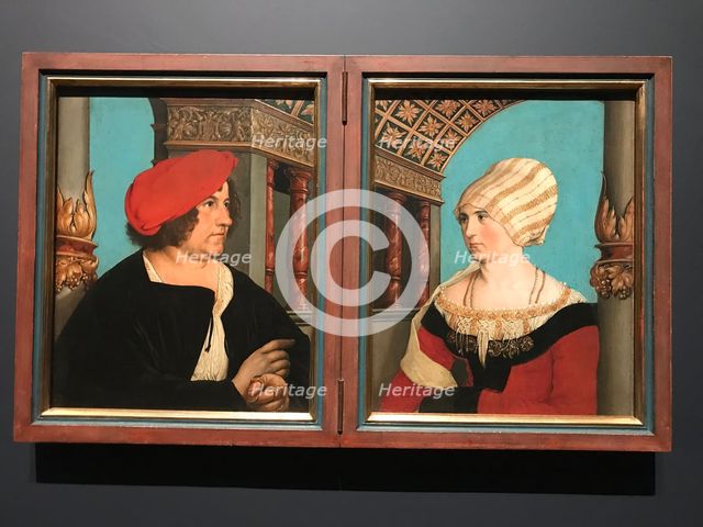 Double Portrait of Jakob Meyer zum Hasen and Dorothea Kannengießer, 1516. Creator: Hans Holbein the Younger.