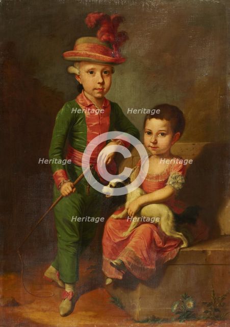 Double Portrait of Johann Georg von Holzhausen (1771-1846) and His Sister Henriette..., c1775. Creator: Heinrich Jacob Tischbein?.