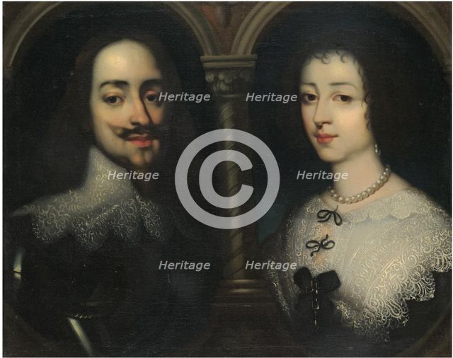 Double portrait of King Charles I and Queen Henrietta Maria. Artist: Dyck, Sir Anthony van, (Studio of)  