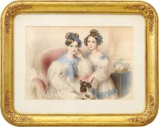 Double Portrait of the Archduchesses Maria Theresa (1816-1867) and Maria Karoline (1825-1915), 1832. Creator: Ender, Johann Nepomuk (1793-1854)