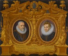 Double portrait Jacopo Menochio and his wife, Margherita Candiana, in a trompe l'oeil frame, 1606. Creator: Galizia, Fede (1578-1630)