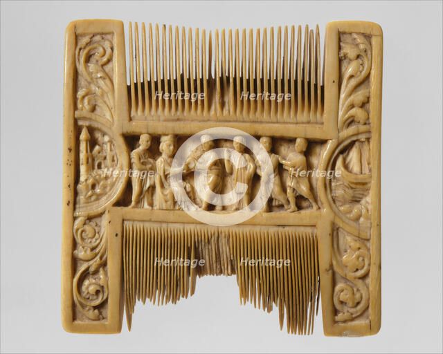 Double-Sided Ivory Liturgical Comb with Scenes of Henry II and Thomas Becket, British, ca. 1200-1210 Creator: Unknown.
