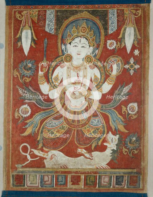 Double-Sided Painted Banner (Paubha) with God Shiva and Goddess Durga, 16th/17th century. Creator: Unknown.