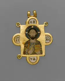Double-Sided Pendant Icon with the Virgin and Christ Pantokrator, Byzantine, ca. 1100. Creator: Unknown