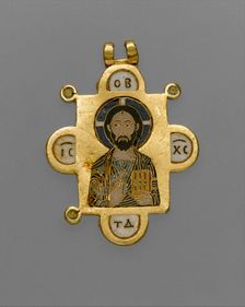 Double-Sided Pendant Icon with the Virgin and Christ Pantokrator, Byzantine, ca. 1100. Creator: Unknown