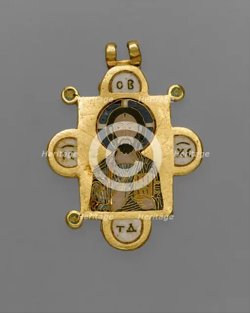 Double-Sided Pendant Icon with the Virgin and Christ Pantokrator, Byzantine, ca. 1100. Creator: Unknown.