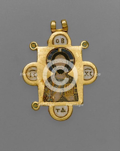 Double-Sided Pendant Icon with the Virgin and Christ Pantokrator, Byzantine, ca. 1100. Creator: Unknown.