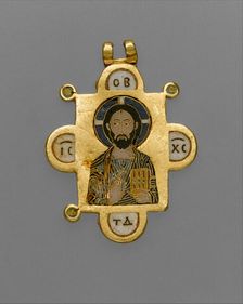 Double-Sided Pendant Icon with the Virgin and Christ Pantokrator, Byzantine, ca. 1100. Creator: Unknown