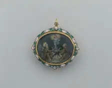 Double-Sided Pendant with the Virgin Immaculate with Ramon Llull and Duns Scotus..., c1675-c1750. Creator: Unknown