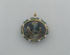 Double-Sided Pendant with the Virgin Immaculate with Ramon Llull and Duns Scotus..., c1675-c1750. Creator: Unknown