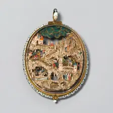Double-Sided Pendant with Scenes from the Lives of Saint Francis and of Christ, Austria, 17th cent.. Creator: Unknown