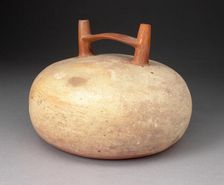Double Spout and Bridge Bottel Painted with Cream and Orange Slips, 650/150 B.C. Creator: Unknown