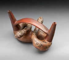 Double-Spout Bridge Vessel in the form of a Double-Headed Serpent, A.D. 600/1000. Creator: Unknown
