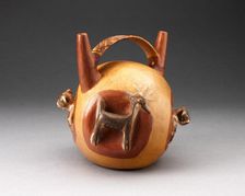 Double Spout Bridge Vessel with Molded Animals Emerging from Sides, A.D. 500/800. Creator: Unknown
