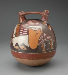 Double Spout Vessel Depicing an Abstract Bird with Fish, 180 B.C./A.D. 500. Creator: Unknown