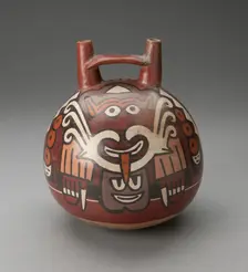 Double Spout Vessel Depicting Costumed Figure with Decapitated Head, 180 B.C./A.D. 500. Creator: Unknown