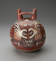 Double Spout Vessel Depicting Costumed Figure with Decapitated Head, 180 B.C./A.D. 500. Creator: Unknown