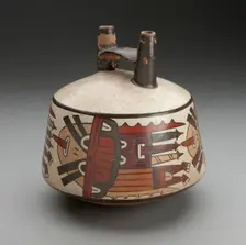 Double Spout Vessel Depicting Costumed Ritual Performers, 180 B.C./A.D. 500. Creator: Unknown