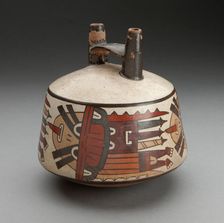 Double Spout Vessel Depicting Costumed Ritual Performers, 180 B.C./A.D. 500. Creator: Unknown