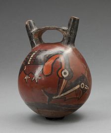 Double Spout Vessel Depicting a Bird Catching a Fish, 180 B.C./A.D. 500. Creator: Unknown