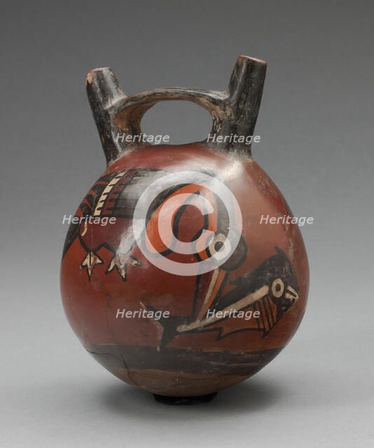 Double Spout Vessel Depicting a Bird Catching a Fish, 180 B.C./A.D. 500. Creator: Unknown.