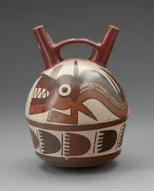 Double Spout Vessel Depicting an Abstract Shark with Human Attributes, 180 B.C./A.D. 500. Creator: Unknown