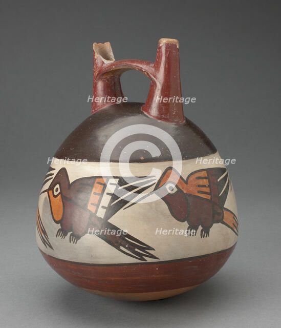 Double Spout Vessel Depicting Hummingbirds, 180 B.C./A.D. 500. Creator: Unknown.